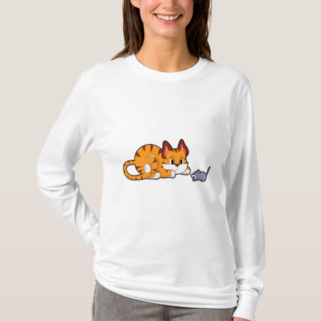 Camiseta Tigre gato com rato (Frente)