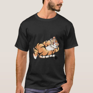 Camiseta Tigre Gelado De Cartoon Engraçado Que Se Deita Com