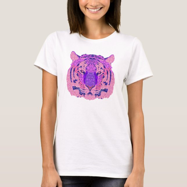 Camiseta Tigre geométrico roxo (Frente)