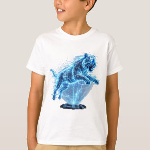 Camiseta Tigre Holográfico Futurista em Tecnologia de Ficçã