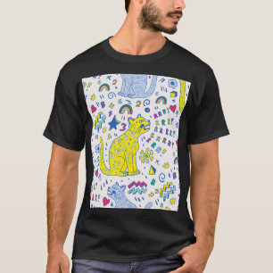 Camiseta Tigre infantil e padrão arco-íris