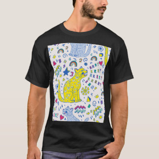 Camiseta Tigre infantil e padrão arco-íris