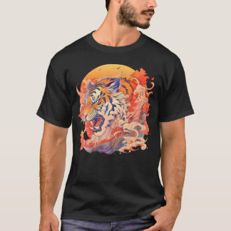 Camiseta Tigre Japonês 80S Inspirado Asiático