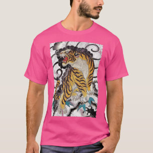 Camiseta Tigre Japonês Tradicional de Estilo de Tatuagem