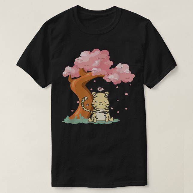 Camiseta Tigre-kawaii e árvore J. (Frente do Design)