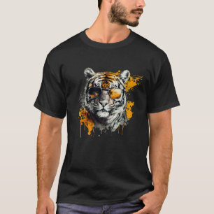 Camiseta Tigre legal com óculos escuros com placas de tinta