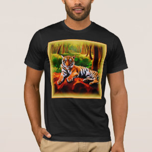 Camiseta "Tigre Majestoso Descansado na Selvagem". Compre a