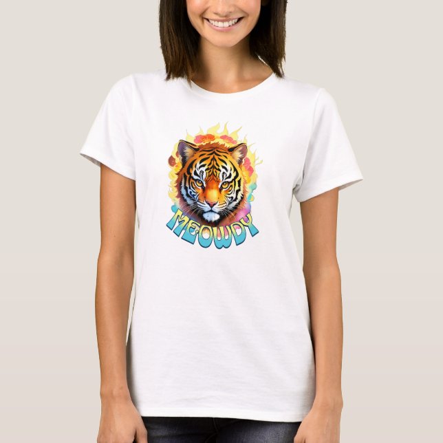 Camiseta Tigre-meowdy com flores (Frente)