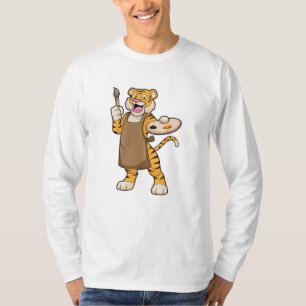 Camiseta Tigre na pintura com pintura e pincel