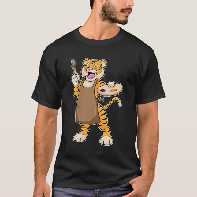 Camiseta Tigre na pintura com pintura e pincel (Frente)