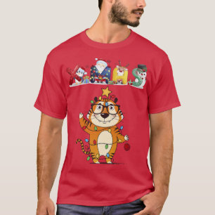 Camiseta Tigre Natal Rosto Árvore Neve T Pajama Xmas 2021