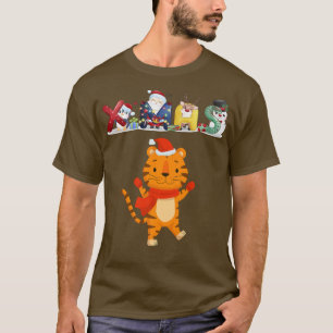 Camiseta Tigre Natal Rosto Árvore Neve T Pajama Xmas 2021