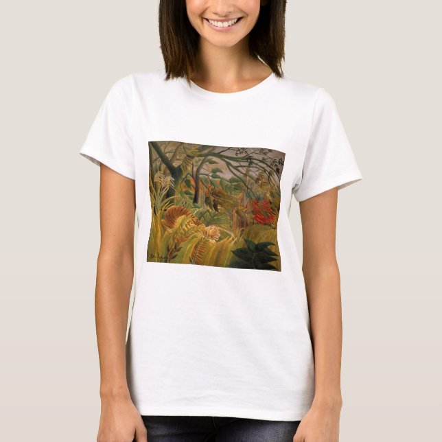 Camiseta Tigre numa Tempestade Tropical de Henri Rousseau (Frente)