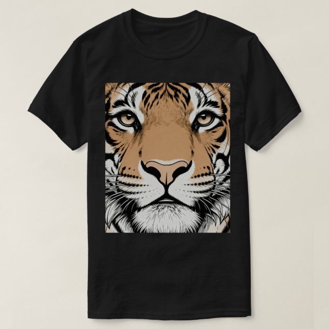 Camiseta Tigre Olhando Fixamente Rosto, Tigre (Frente do Design)