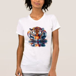 Camiseta Tigre olhando para Reflexão na Água
