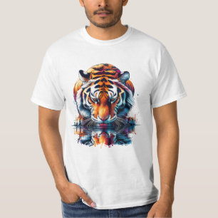 Camiseta Tigre olhando para Reflexo na Água