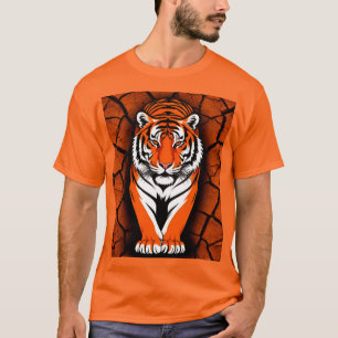Camiseta Tigre Ousado em Fundo de Terra Rachada