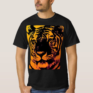 Camiseta Tigre Pop de Arte Amarelo Negro