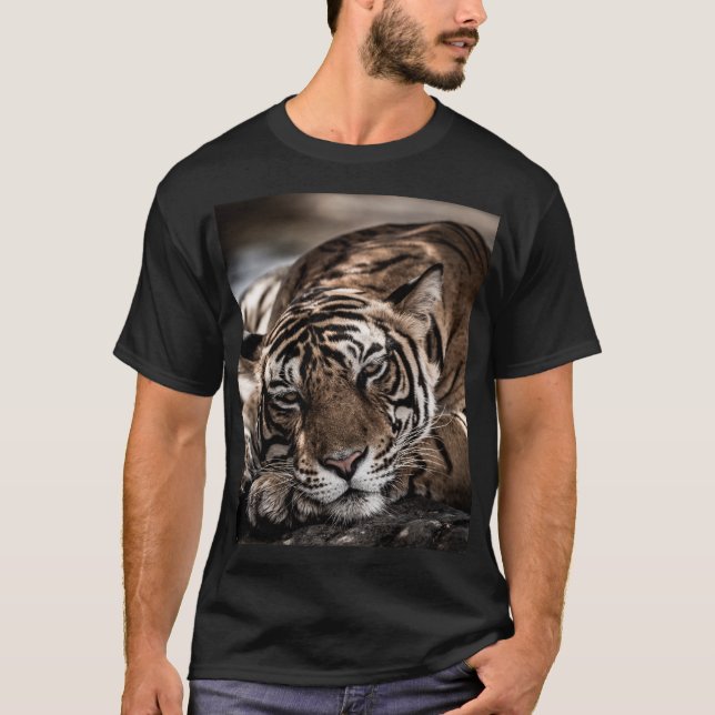 Camiseta Tigre Ranthambore: arte fina de close-up. (Frente)