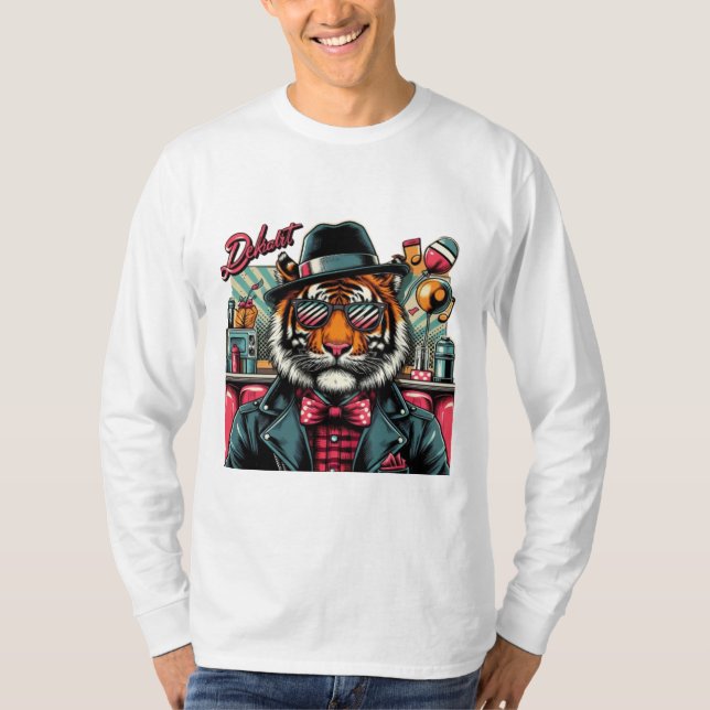 Camiseta Tigre Rockabilly : Le Féroce Gentleman du Diner (Frente)
