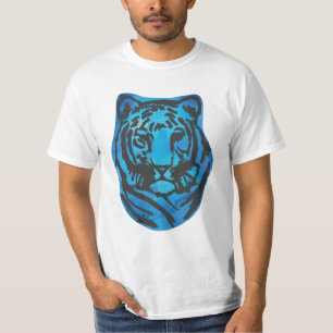 Camiseta Tigre trabalho de arte de aquarela azul