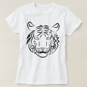 Camiseta Tigre Tribal Preto e Branco