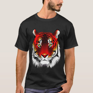 Camiseta Tigre vermelho colorido com tiragem amarela dos