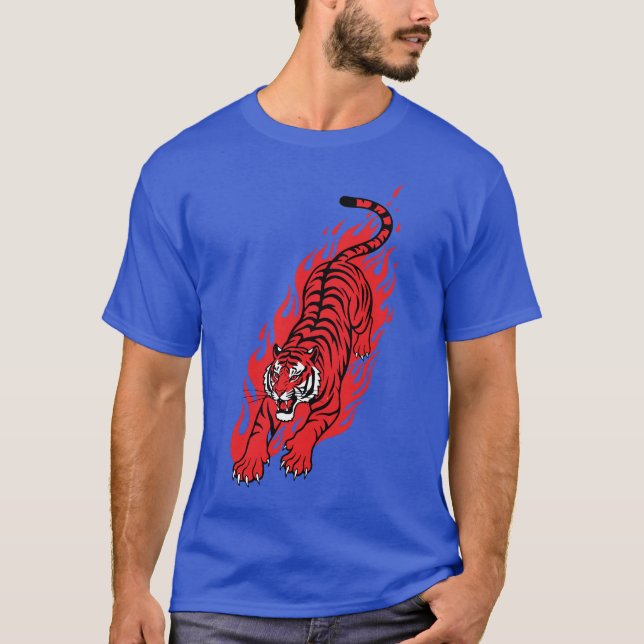 Camiseta Tigre Vermelho Voador - Teto do Urso Fogo (Frente)