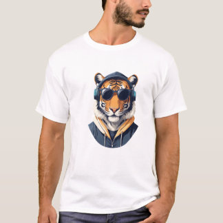 Camiseta Tigre Vestindo Hoodie Funny Legal Caráter Animal