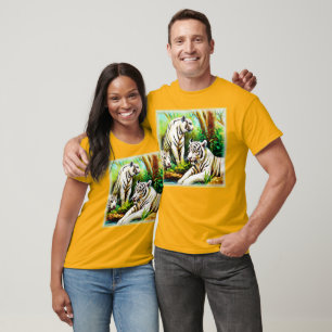 Camiseta Tigres Brancos Na Selva. Comprar Agora