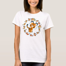 Camiseta Tigres de animação divertidos Mandala (Azul) Mulhe