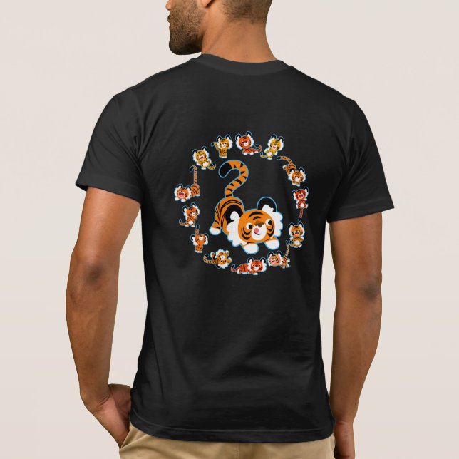 Camiseta Tigres de Cartoon Bonitos Tigres Mandala (Azul) T- (Verso)