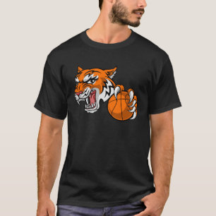 Camiseta Tigres de Tigres Esportivos Mascot Segurando Basqu