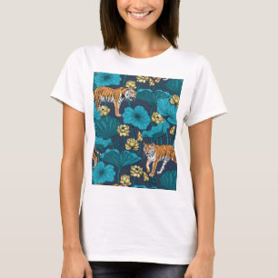 Camiseta Tigres no lago de lótus