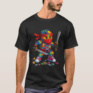 Camiseta Tijolo de Blocos de Construção Ninja Construtor Me