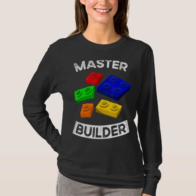 Camiseta Tijolo de Brinquedos para Crianças de Bloco de Cor (Frente)