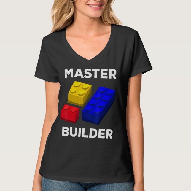 Camiseta Tijolo de Brinquedos para Crianças de Bloco de Cor (Frente)