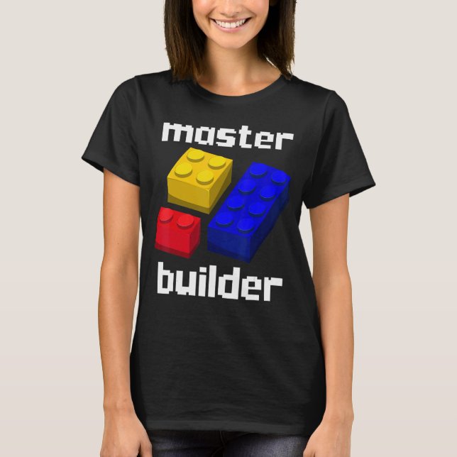 Camiseta Tijolo de Brinquedos para Crianças de Bloco de Cor (Frente)