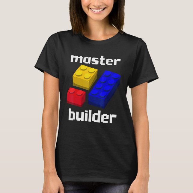 Camiseta Tijolo de Brinquedos para Crianças de Bloco de Cor (Frente)