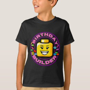 Camiseta Tijolo de Construção Blocos de Aniversário Constru