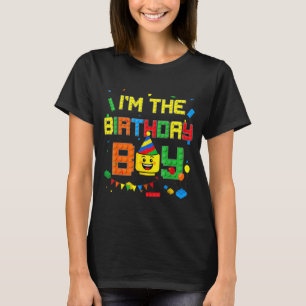Camiseta Tijolos De Construção Eu Sou O Menino Do Aniversár