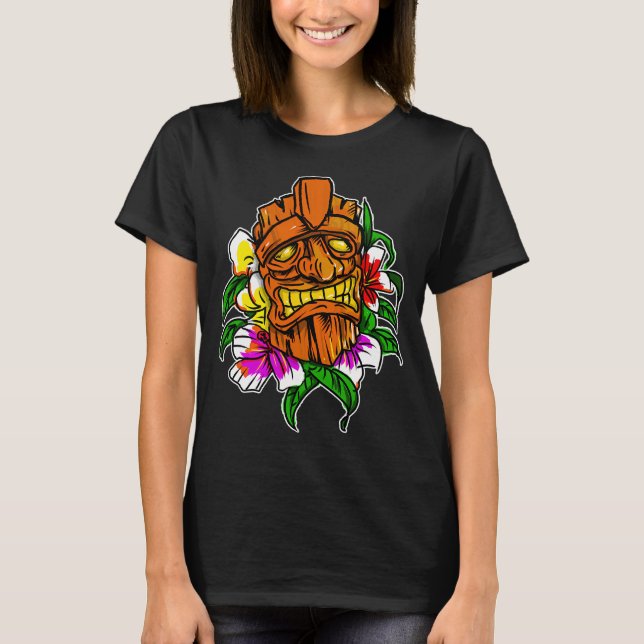 Camiseta Tiki em uma cama de flores (Frente)