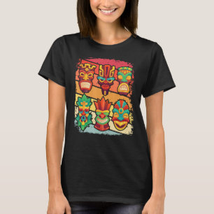 Camiseta Tiki Havaiano Polinésia Totem Mask Vintage