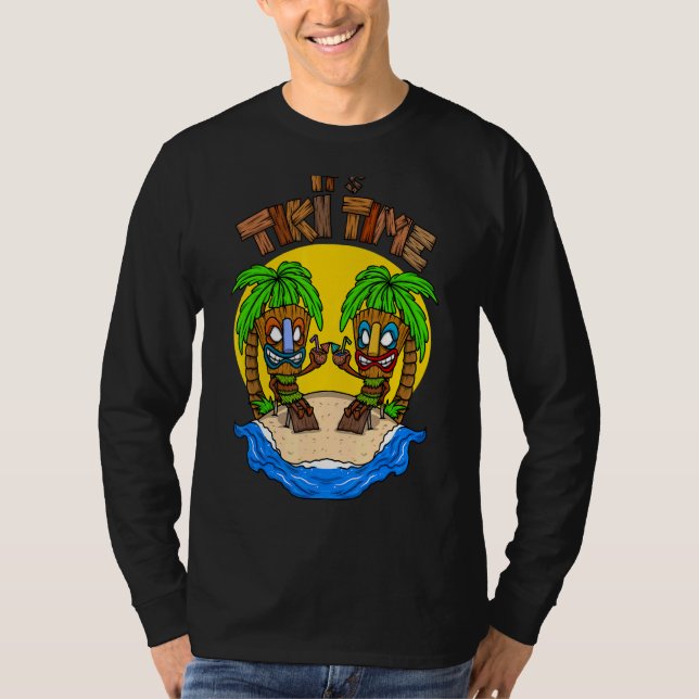 Camiseta Tiki Head É Tiki Time Hawaiian Hawaii Luau (Frente)