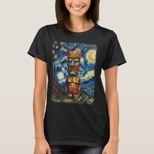 Camiseta Tiki Luau Havaí Havaii Tiki Mask Starry Night P