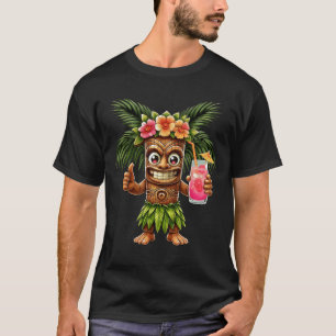 Camiseta Tiki Man Beber Cocktail Hawaiian Summer Tropical L