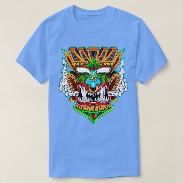 Camiseta Tiki Mask Angry Face (Frente do Design)