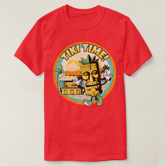 Camiseta Tiki Time Beachy Summer Piscina Party (Frente do Design)