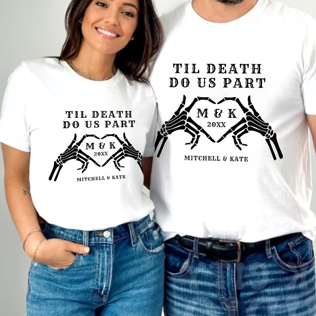 Camiseta Til Death Nos Part Skeleton Heart Hand Wedding (Til Death Do Us Part Skeleton Heart Hand Wedding T-Shirt
)