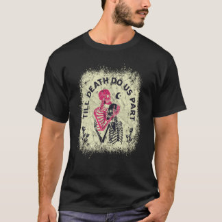 Camiseta Til Death Nos Parte Skeleton Black Pink Love